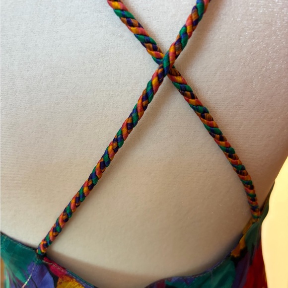 Circa 2000 Vintage Floral Slip Nightgown Strappy Back Made in USA Size S - Picture 4 of 5